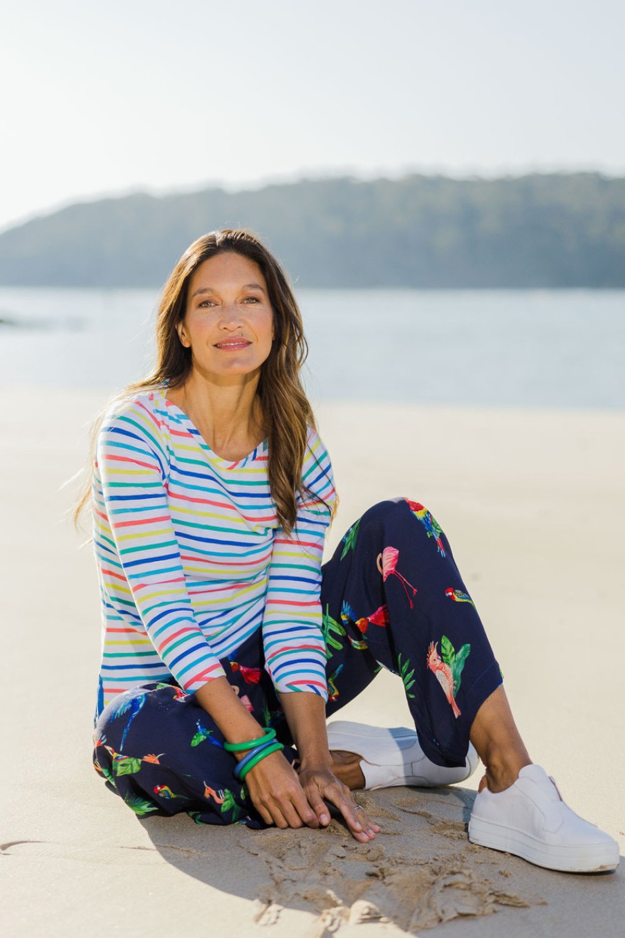 Tops Hatley | Breton 3/4 Sleeve Tee Rainbow