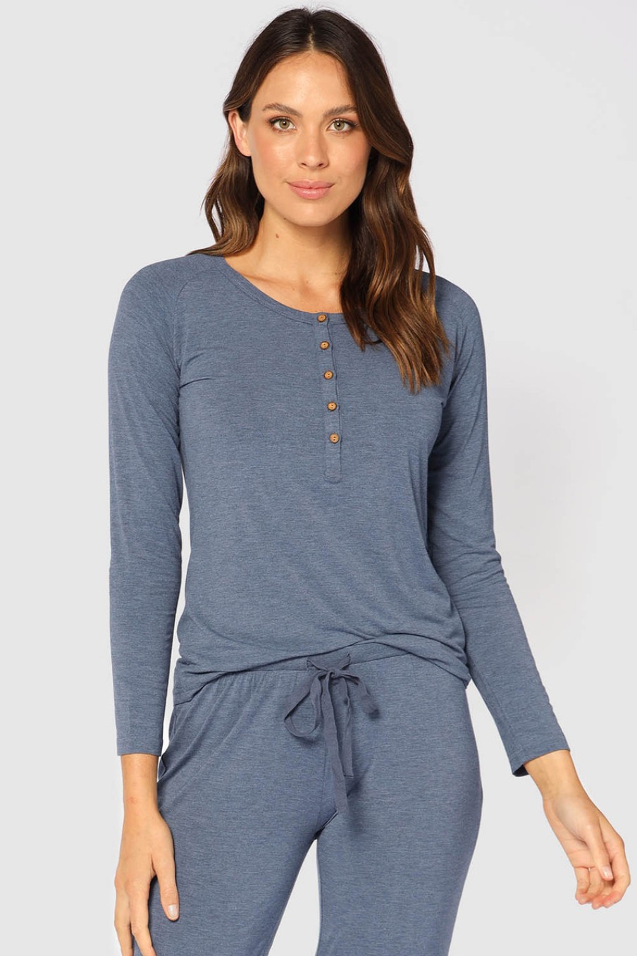 Lingerie & Sleepwear Bamboo Body | Henley Long Sleeve Bamboo Top