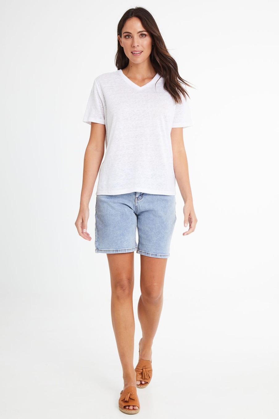 Tops Natural for birds | Linen V Neck Top White