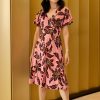 Dresses bird by design | The Printed Jersey Faux Wrap Dress Pinkfleur