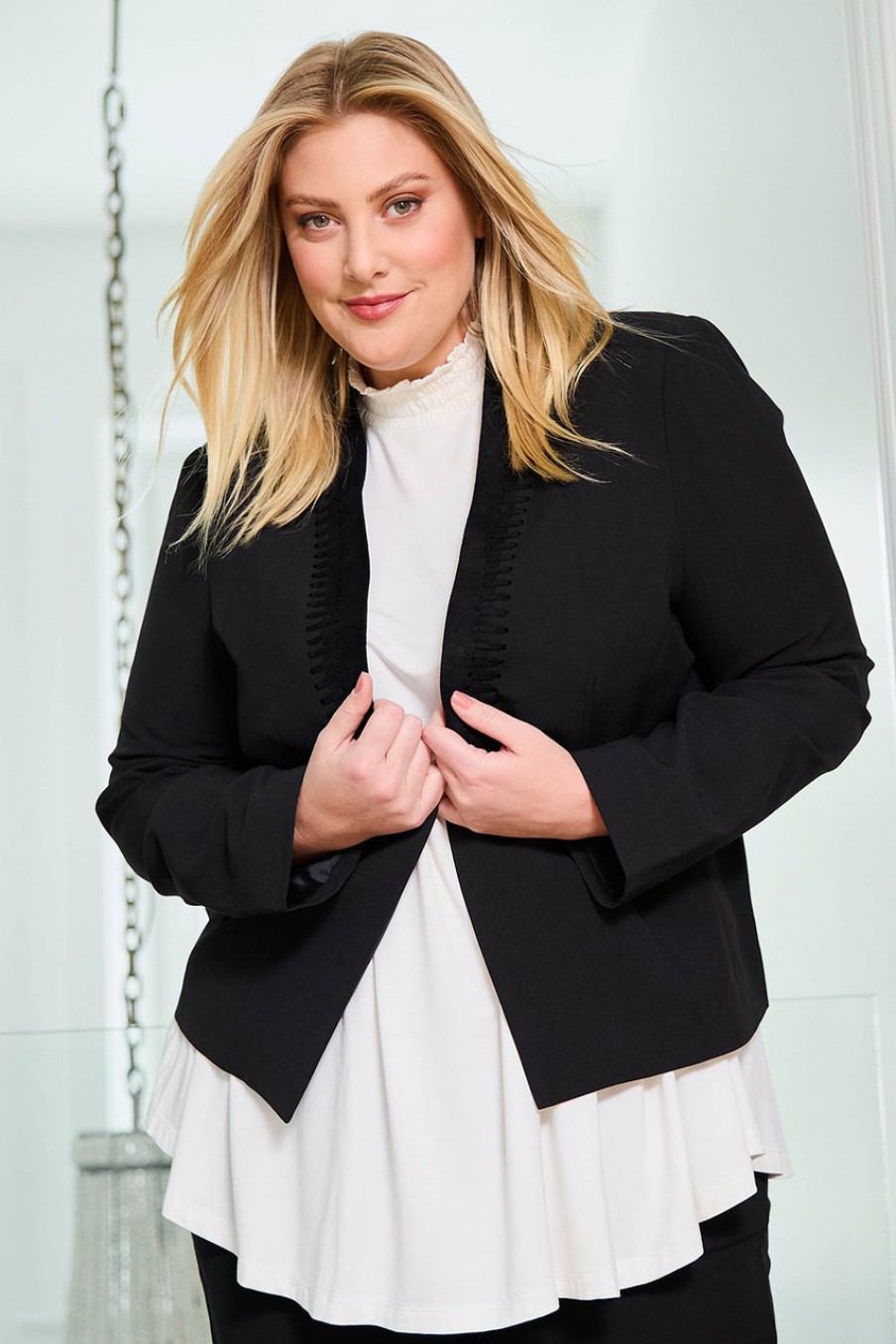 Coats & Jackets Belle bird | Belle Eyelet Detail Blazer Black