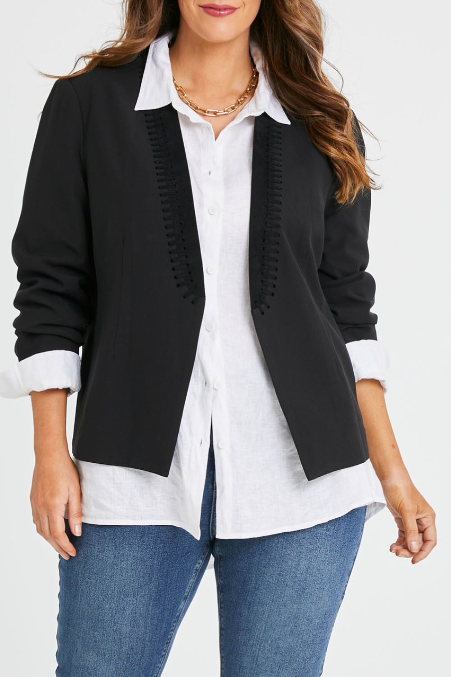 Coats & Jackets Belle bird | Belle Eyelet Detail Blazer Black