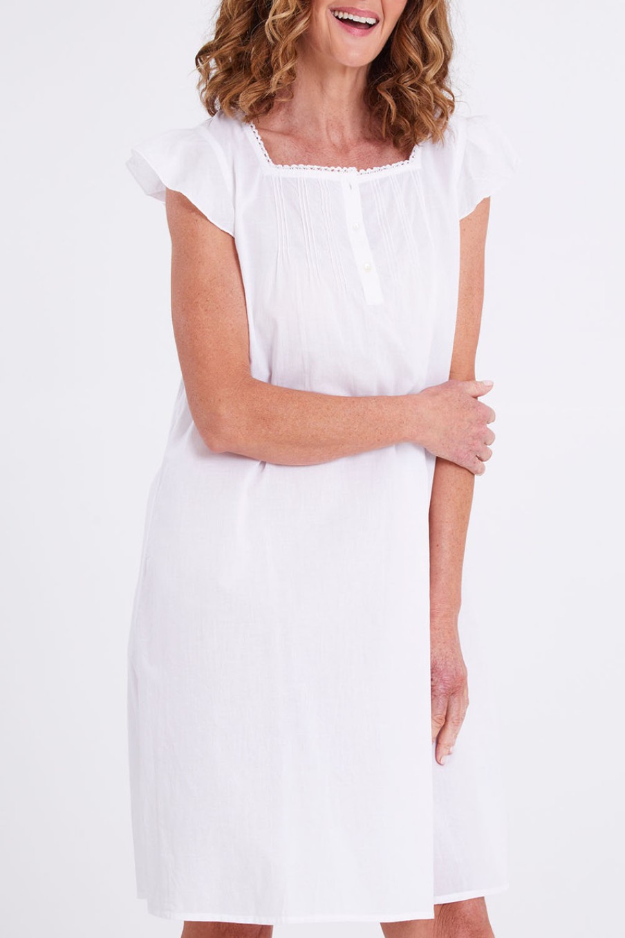 Lingerie & Sleepwear Victoria's Dream | Riko Cotton Cap Sleeve Nightie White