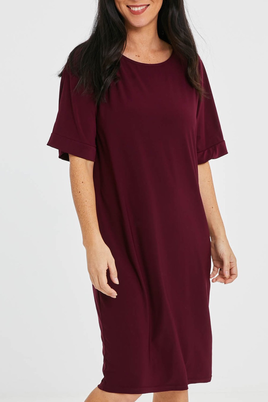 Dresses bird keepers | The Recycled Drop Shoulder Dress Burgundy