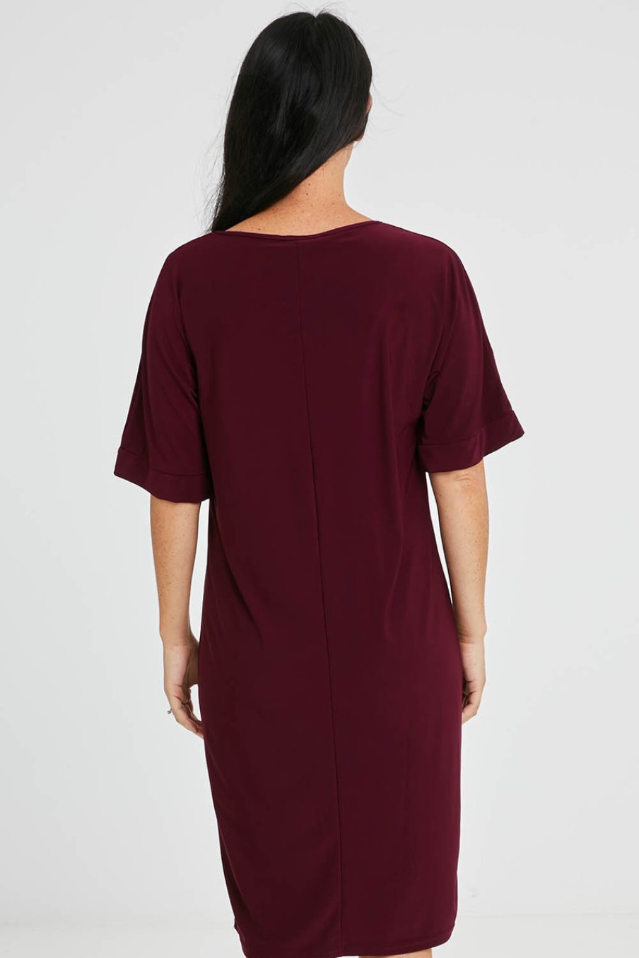 Dresses bird keepers | The Recycled Drop Shoulder Dress Burgundy