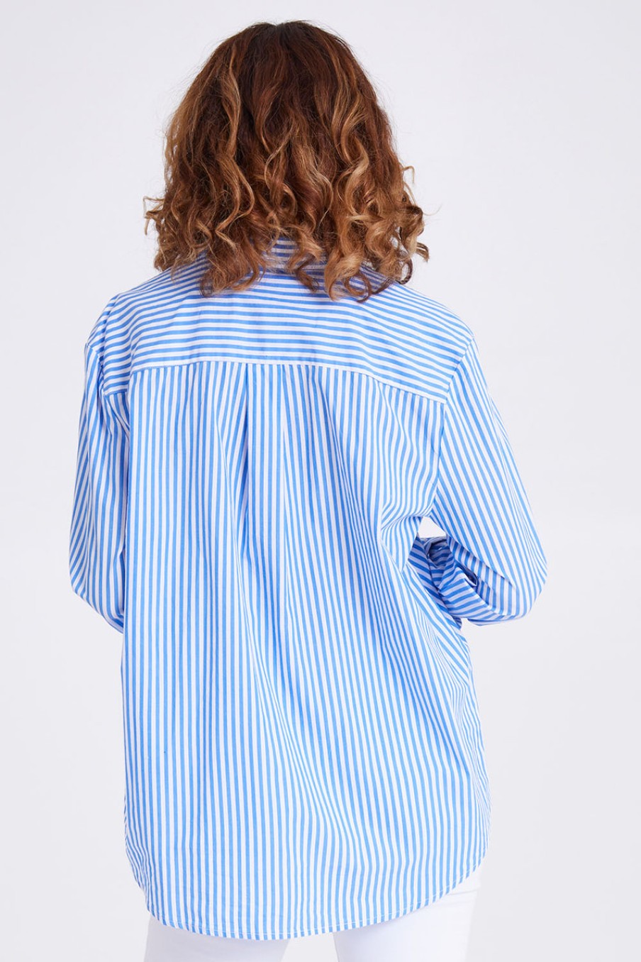 Tops Jump | Cotton Stripe Shirt Cobalt