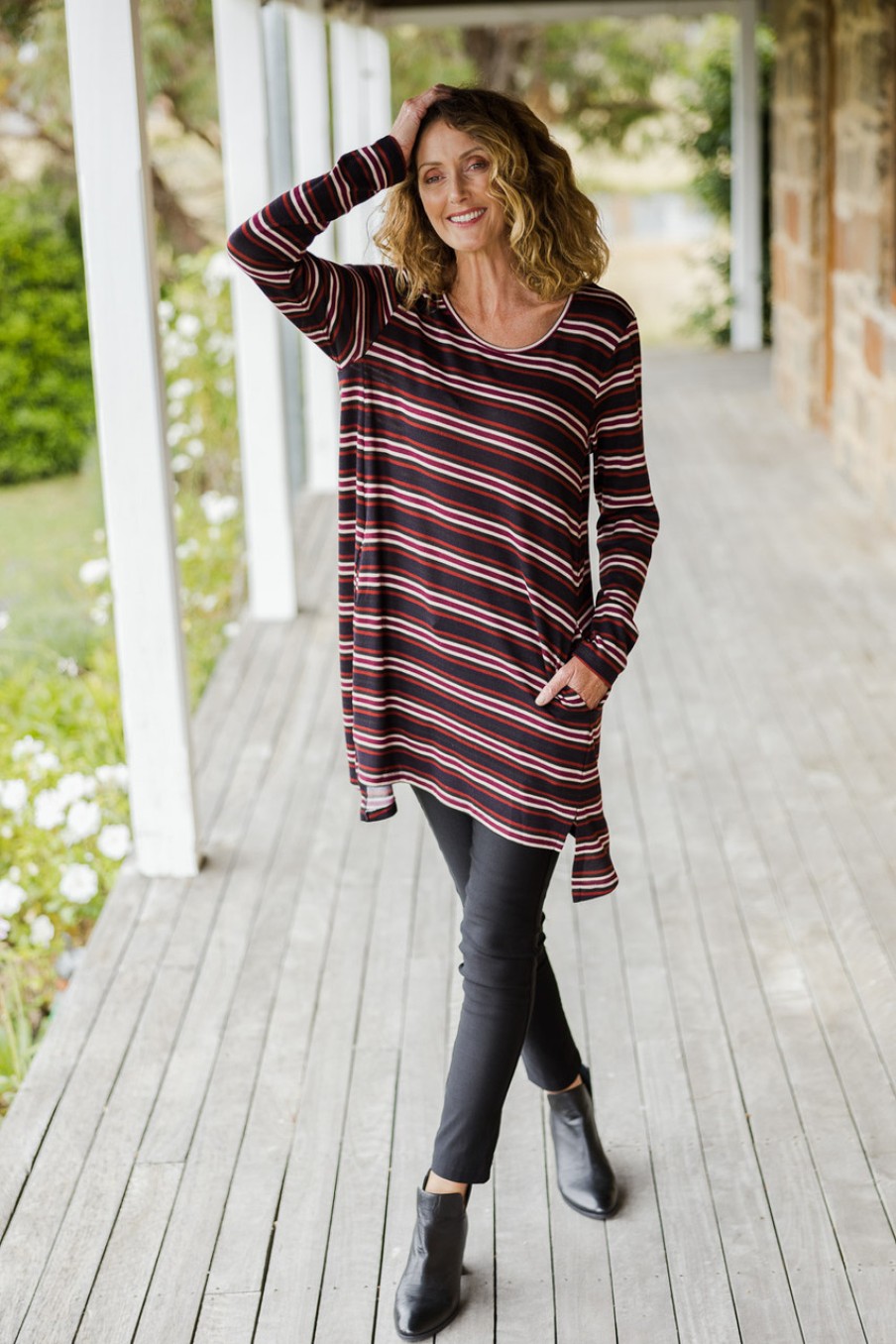 Tops bird keepers | The D Knit Crew Neck Tunic Stripe