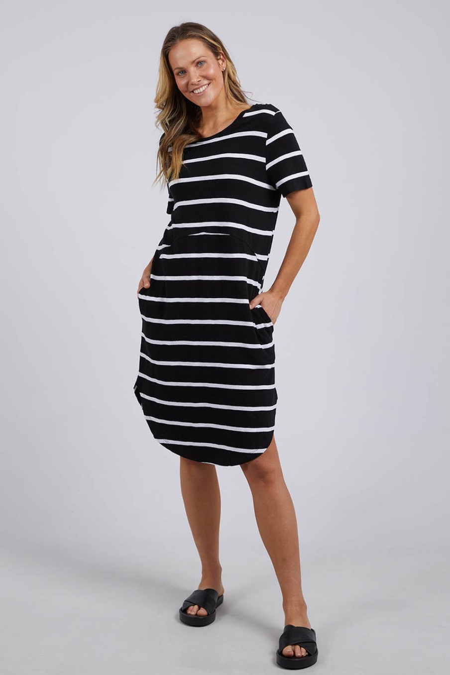 Dresses Foxwood | Elements Bay Stripe Dress Blackwhite