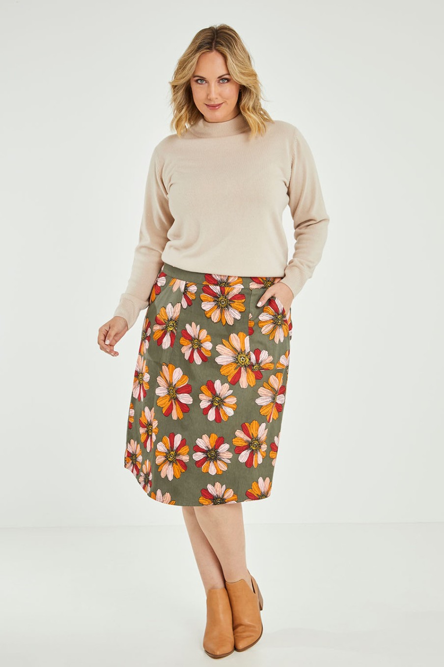 Skirts that bird label | Elisabeth A Line Cotton Skirt Gerbera