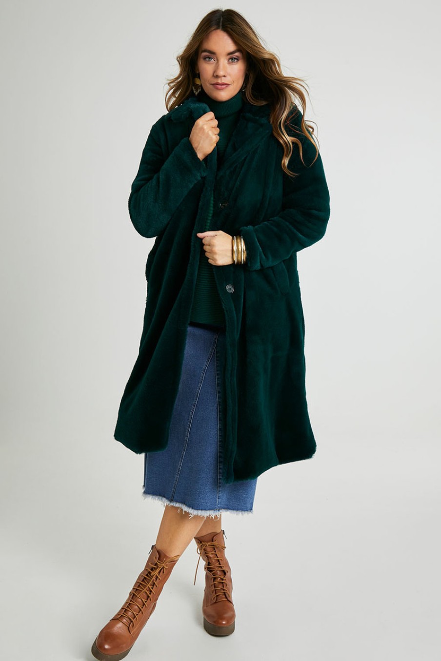 Coats & Jackets boho bird | Adore You Faux Fur Coat Lagoon