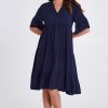 Dresses Threadz | Tier Swing Dress Navy