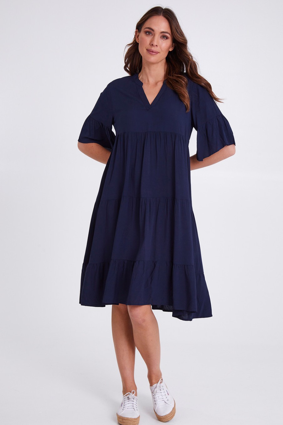 Dresses Threadz | Tier Swing Dress Navy