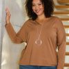 Tops Belle bird | Belle Luxe Bamboo V Neck Tee Tawny