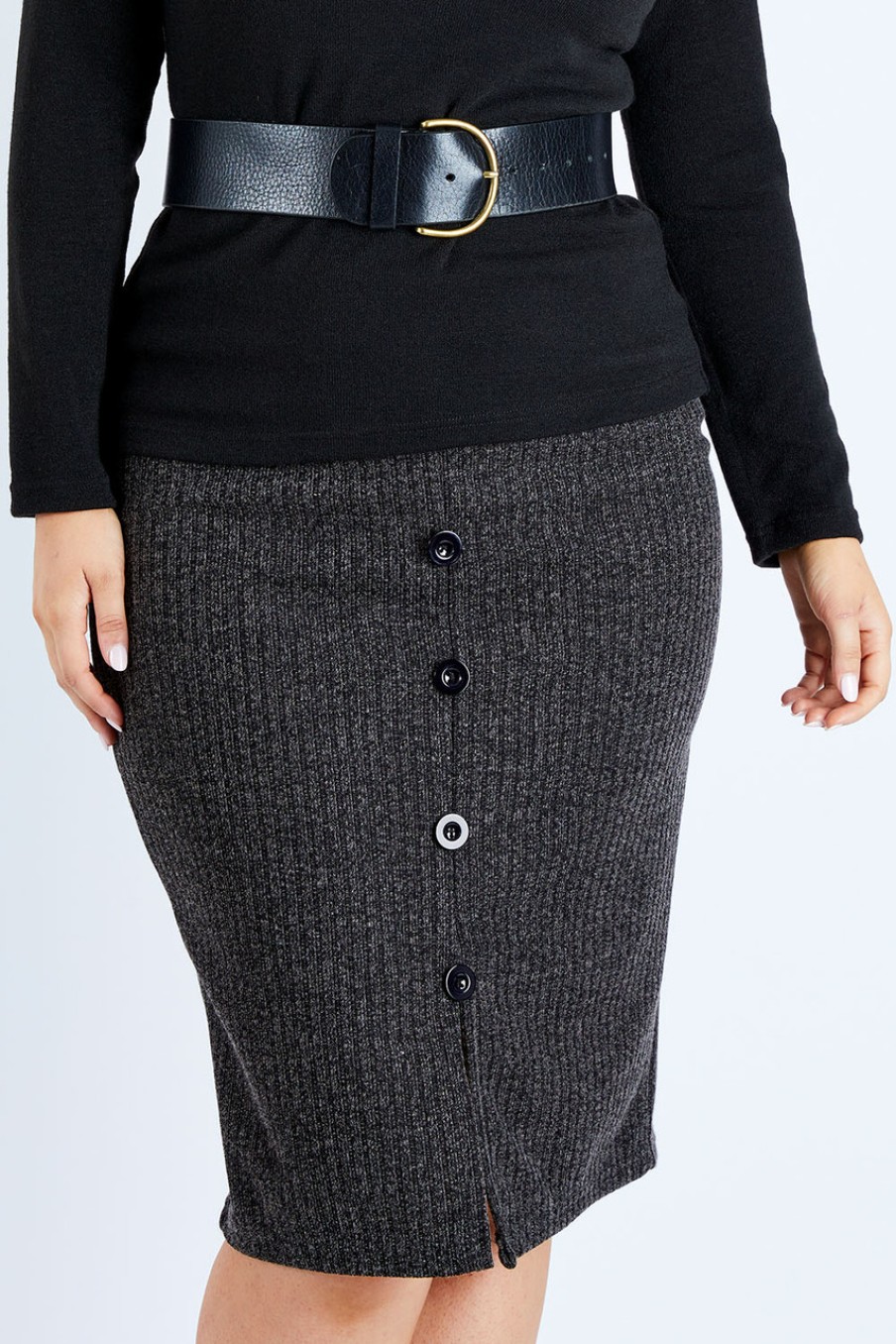 Skirts Belle bird | Belle Rib Button Skirt Charcoal