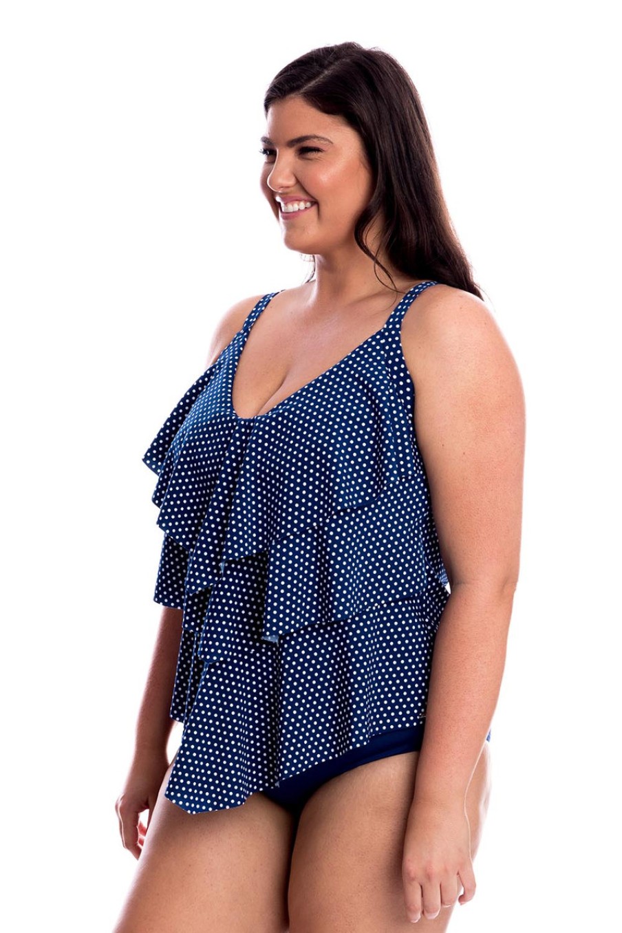 Swimwear Capriosca | 3 Tier Dots Tankini Navy