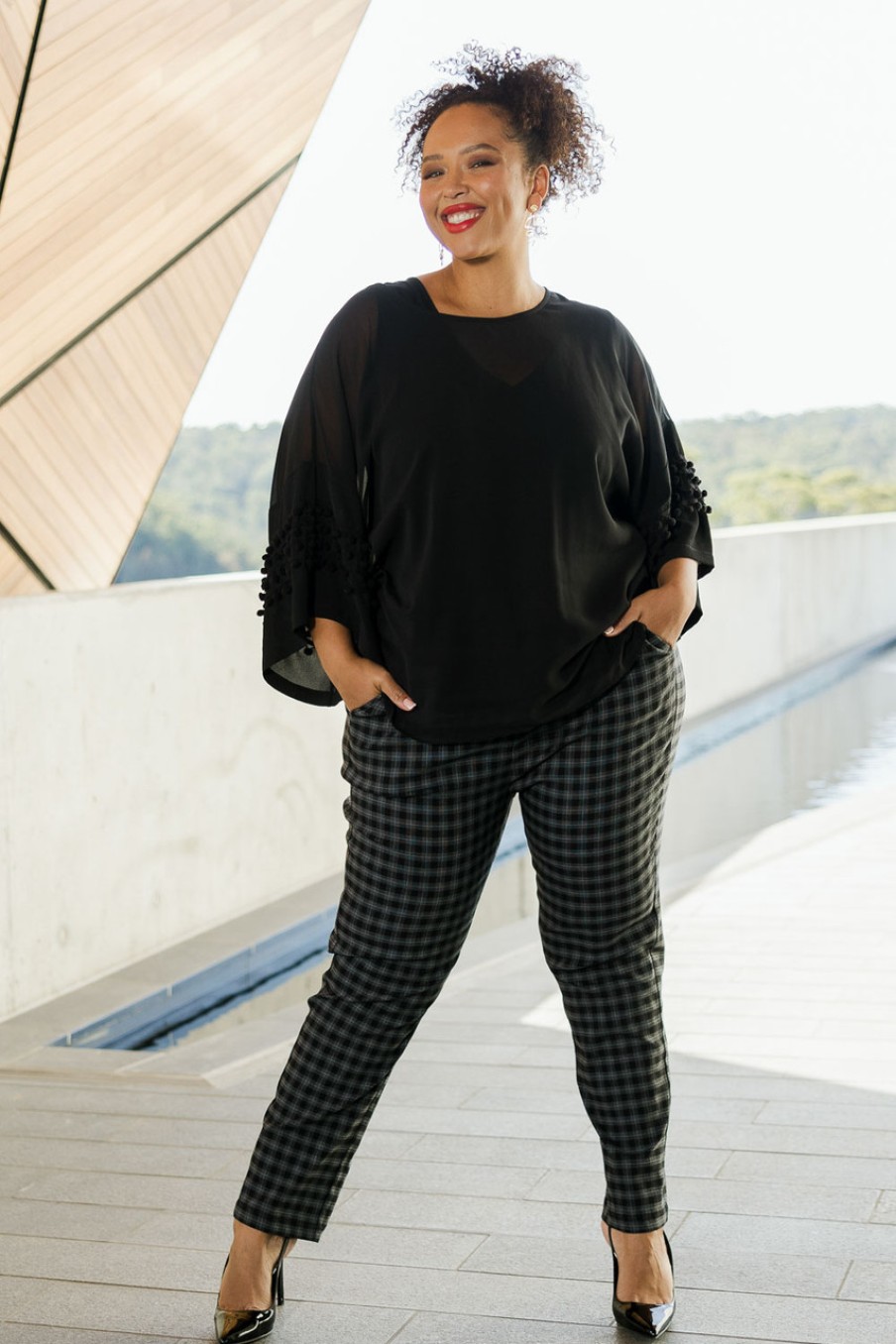 Pants & Leggings Belle bird | Belle Check Pull On Pant Blackwhite