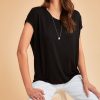 Tops bird keepers | The Luxe Relaxed Drape Tee Black