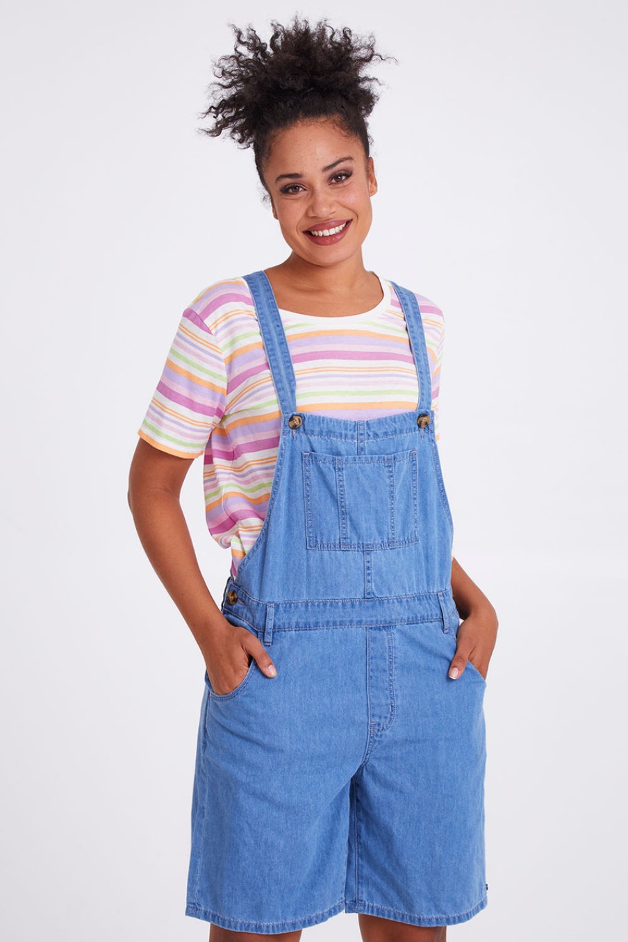 Jumpsuits & Playsuits Elm | Maltilda Short Denim Overalls Midblue