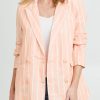 Coats & Jackets Sass | Lydia Striped Blazer Peach