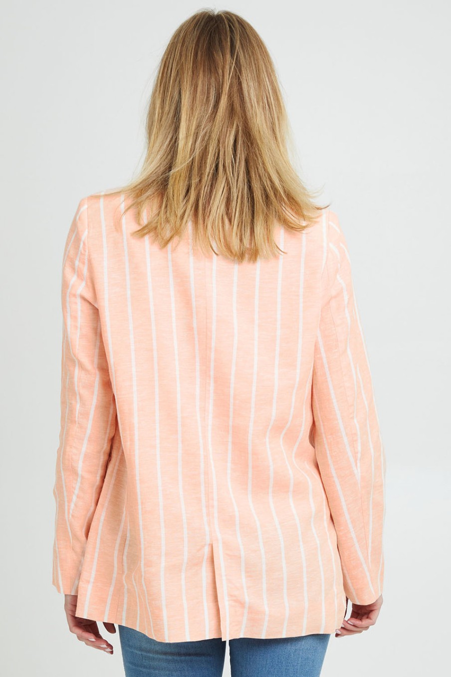 Coats & Jackets Sass | Lydia Striped Blazer Peach