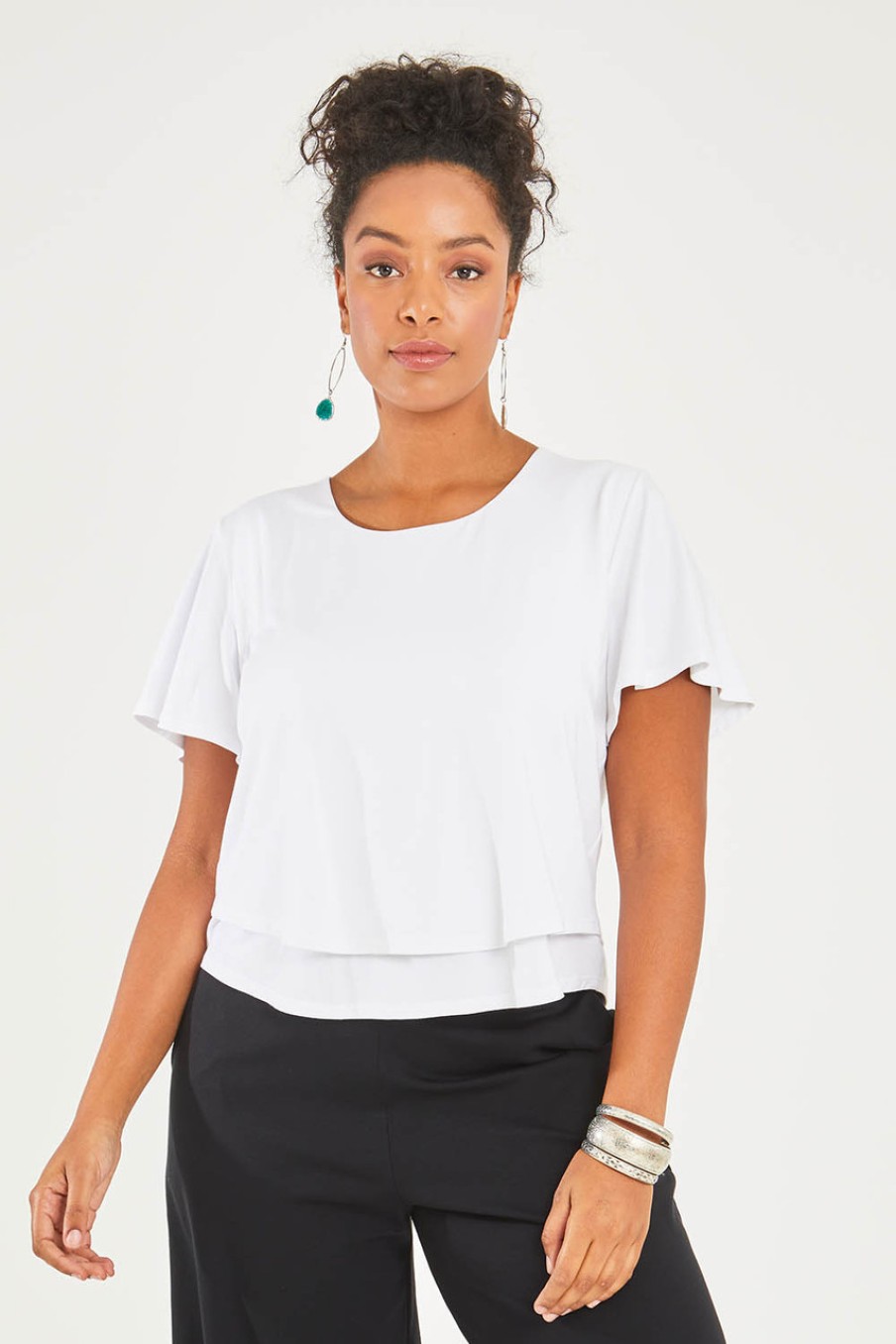 Tops boho bird | Short And Sweet Bamboo Layered Tee