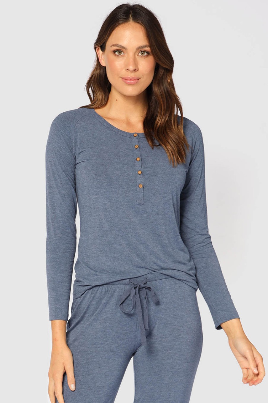 Lingerie & Sleepwear Bamboo Body | Henley Long Sleeve Bamboo Top