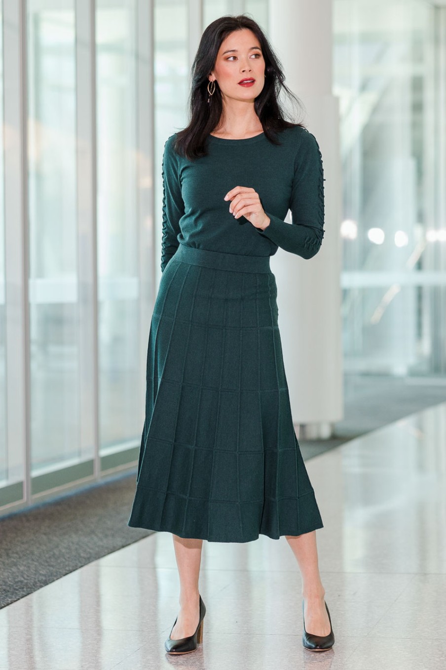 Skirts bird by design | The Midi Textured Knit Skirt Tealgreen