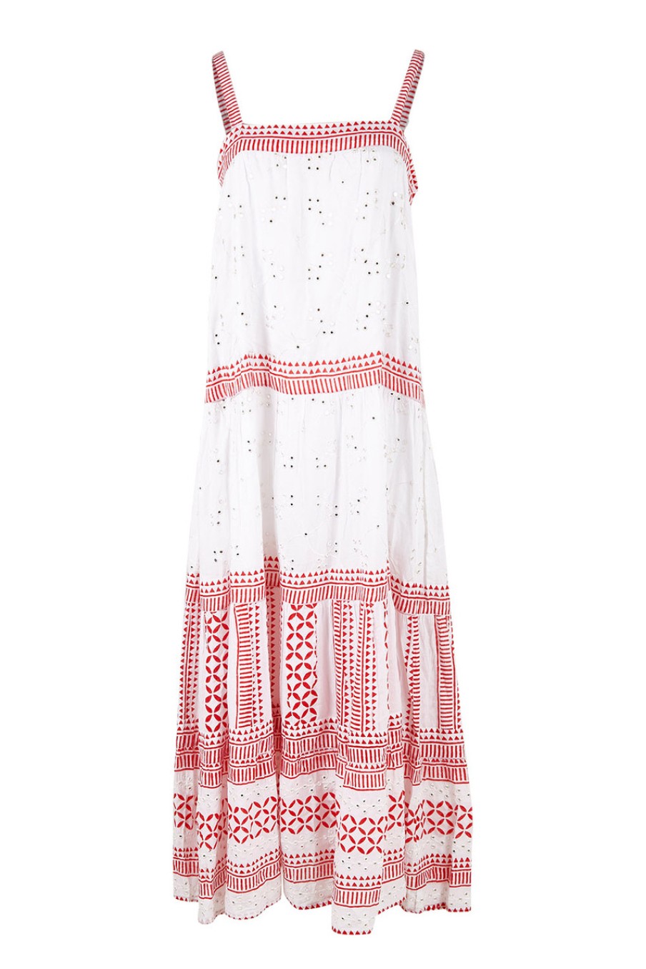 Dresses Sea Bird | Whitehaven Beach Maxi Dress Redwhite