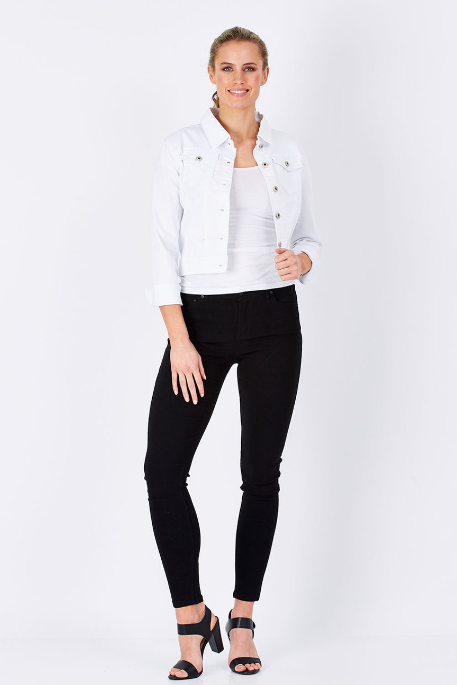 Coats & Jackets Wakee Jeans | Lily Crop Denim Jacket White