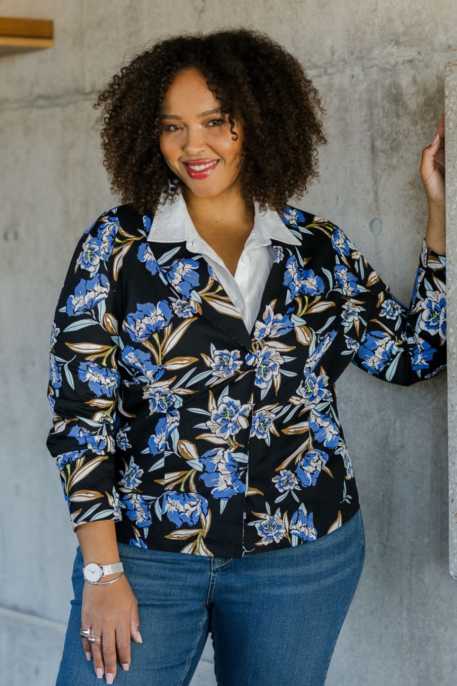 Coats & Jackets Belle bird | Belle Stretch Printed Blazer Bluefloral