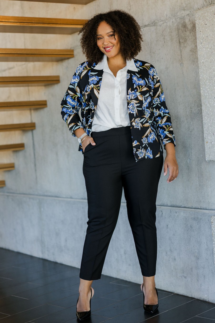 Coats & Jackets Belle bird | Belle Stretch Printed Blazer Bluefloral