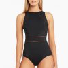 Swimwear Sea Level | High Neck Multifit One Piece Black