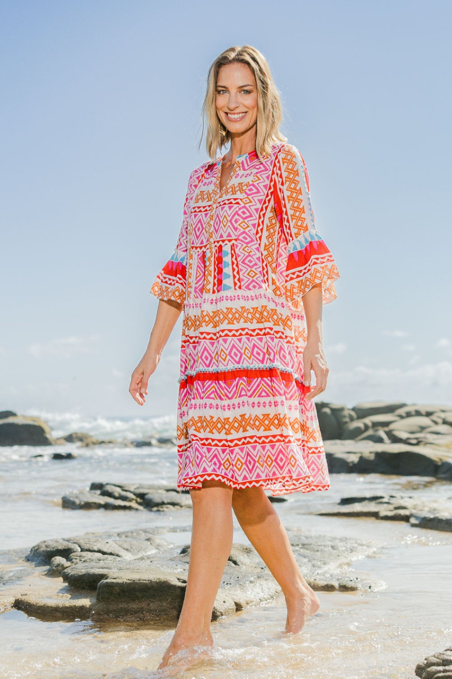 Dresses Sea Bird | Tura Beach Cotton Dress Multipink