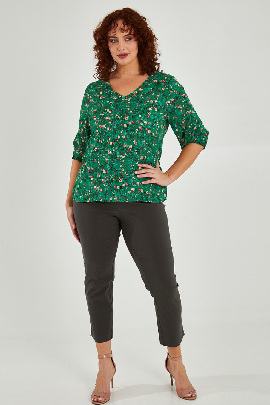 Tops bird by design | The Shirred Cuff Blouse Grnblossom