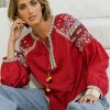 Tops boho bird | State Of Grace Embroidered Blouse Ruby