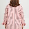 Tops boho bird | Relaxed Elegance Boyfriend Shirt Pinkstripe