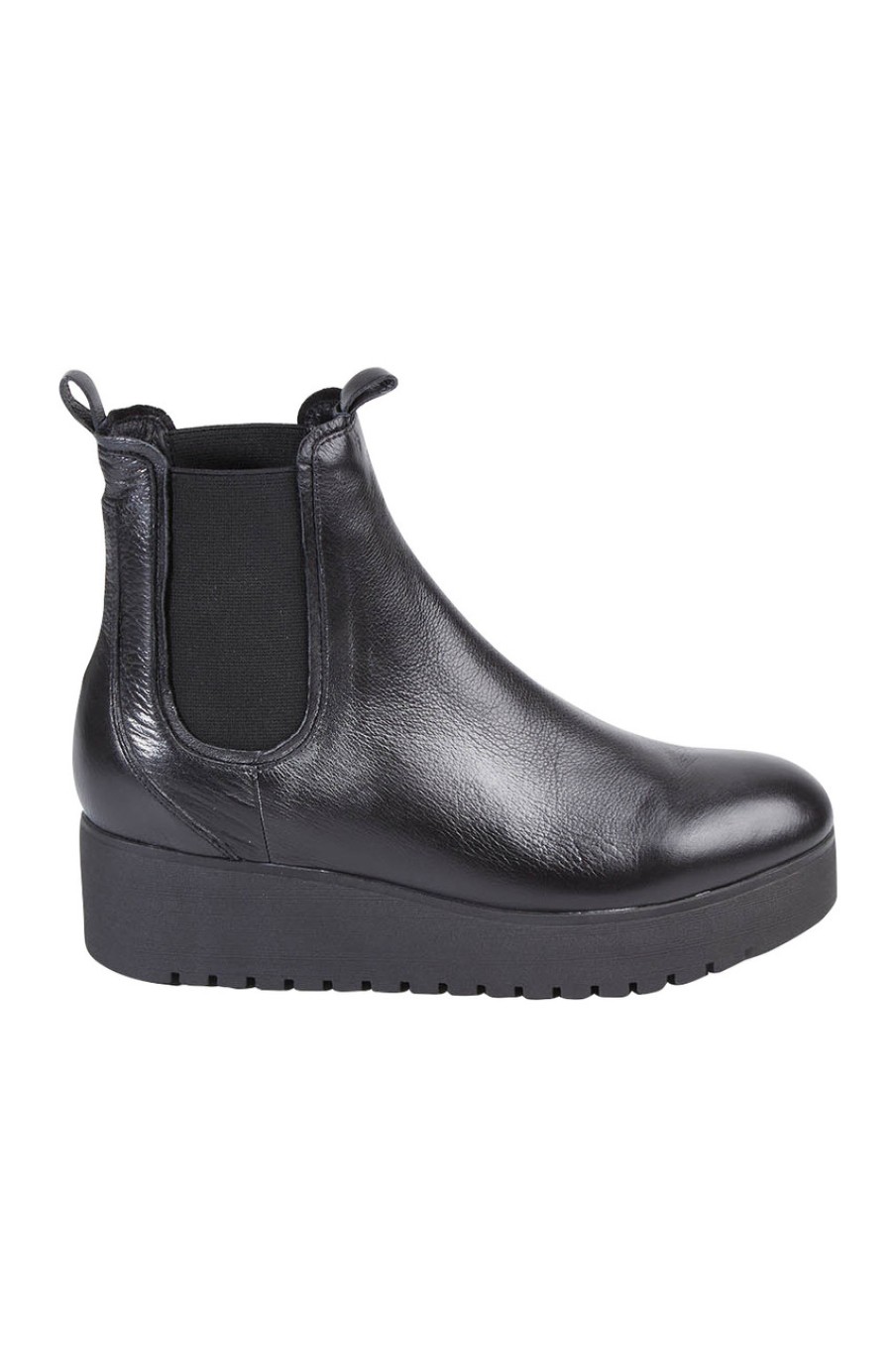 Shoes Django & Juliette | Kairos Leather Pull On Ankle Boot Blackblack