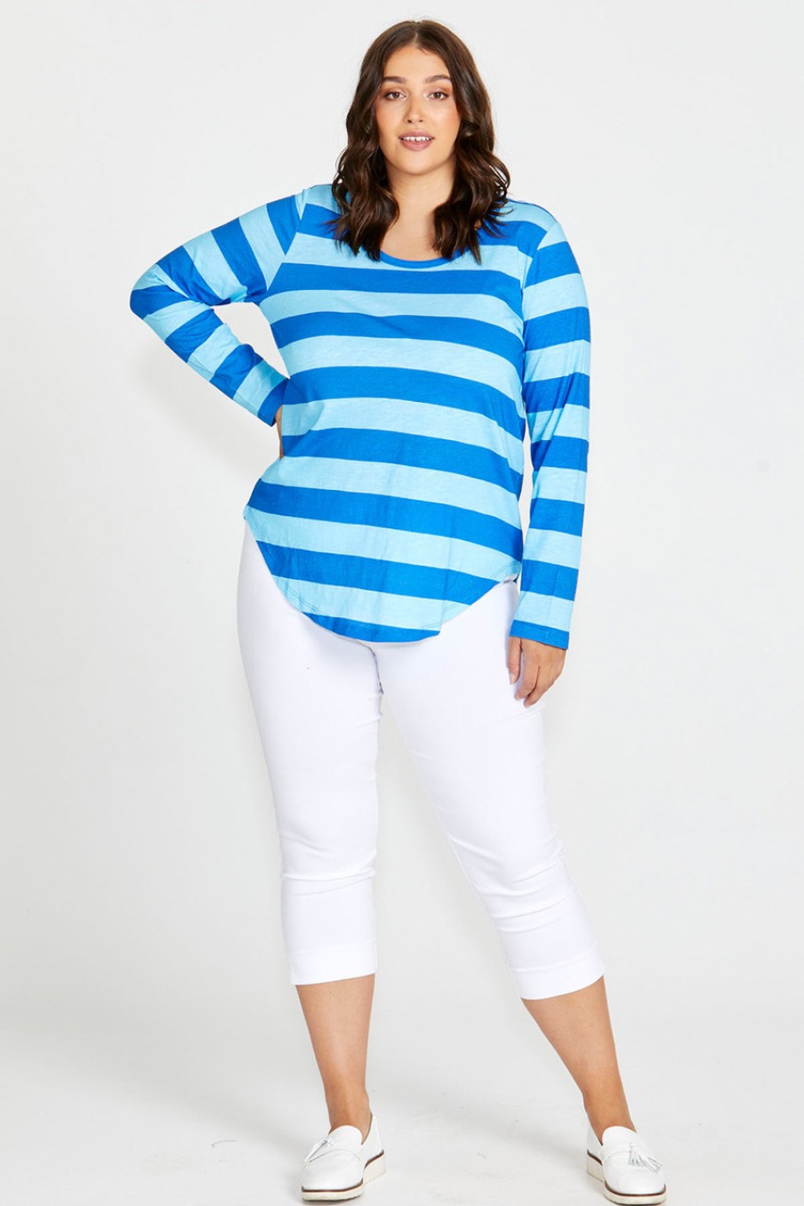 Tops Betty Basics | Megan Long Sleeve Tee Horizonstr