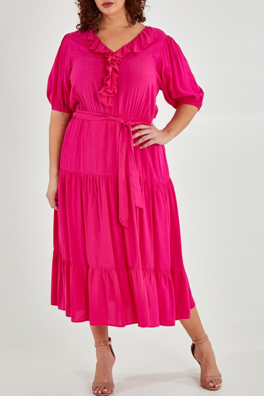 Dresses bird by design | The Ruffle Tier Dress Brightpink