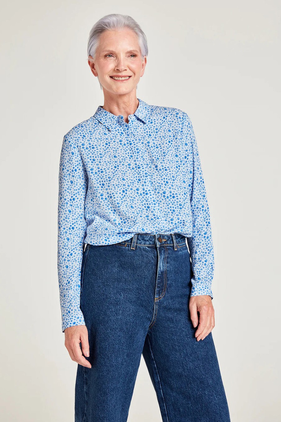 Tops Thought | Marian Lenzing Ecovero Blouse Iceblue