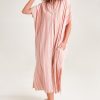 Dresses Unwind by Birdsnest | Cotton Throw Over Lounge Dress Pinkstripe