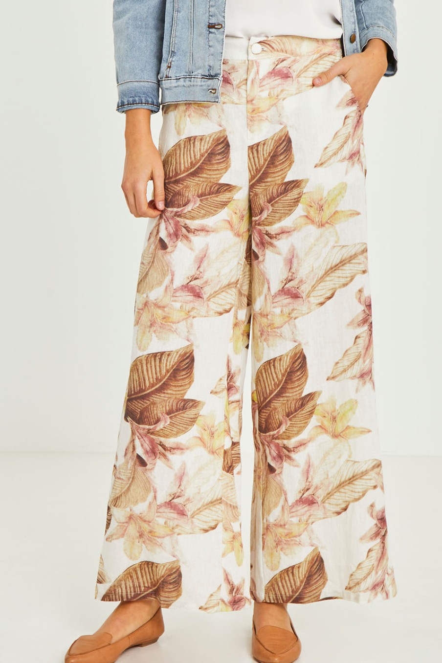 Pants & Leggings Adorne | Harper Wide Leg Linen Pants Floral