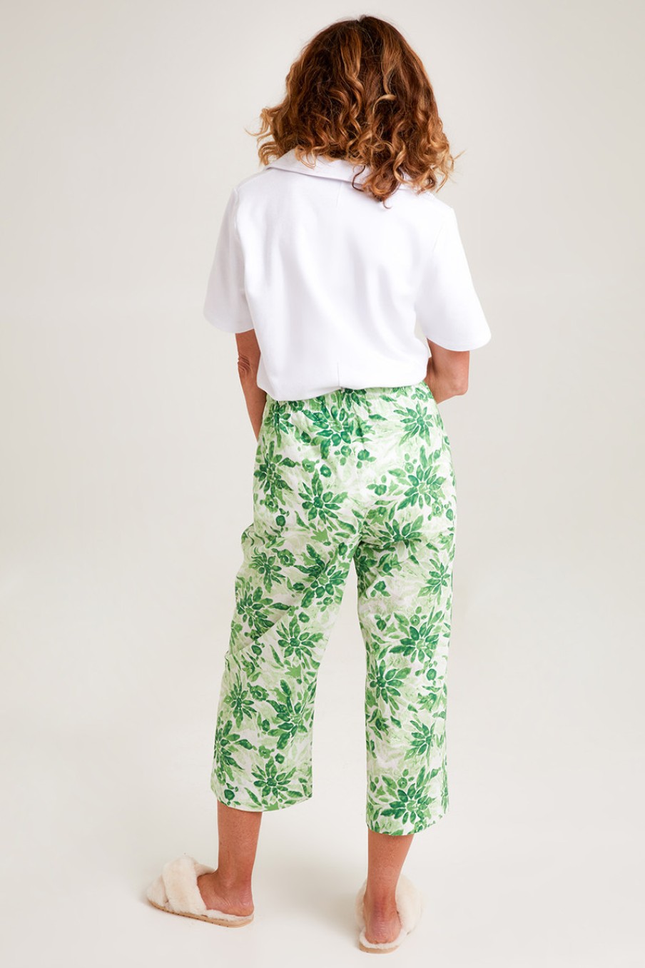 Lingerie & Sleepwear Unwind by Birdsnest | Cotton 3/4 Wide Leg Pyjama Pants Grnfloral