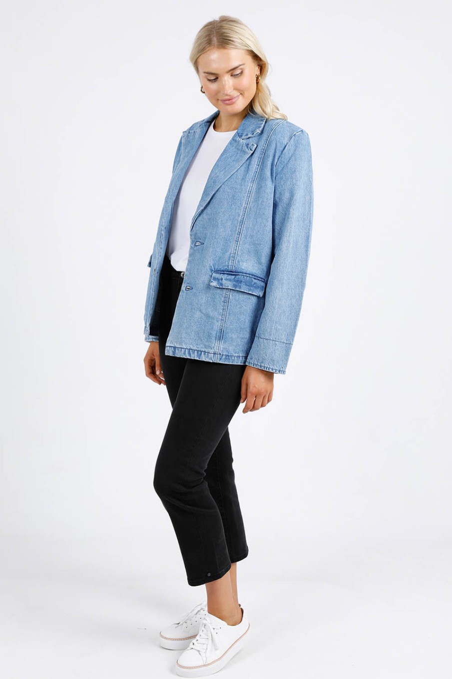 Coats & Jackets Elm | Cate Denim Blazer Midblue