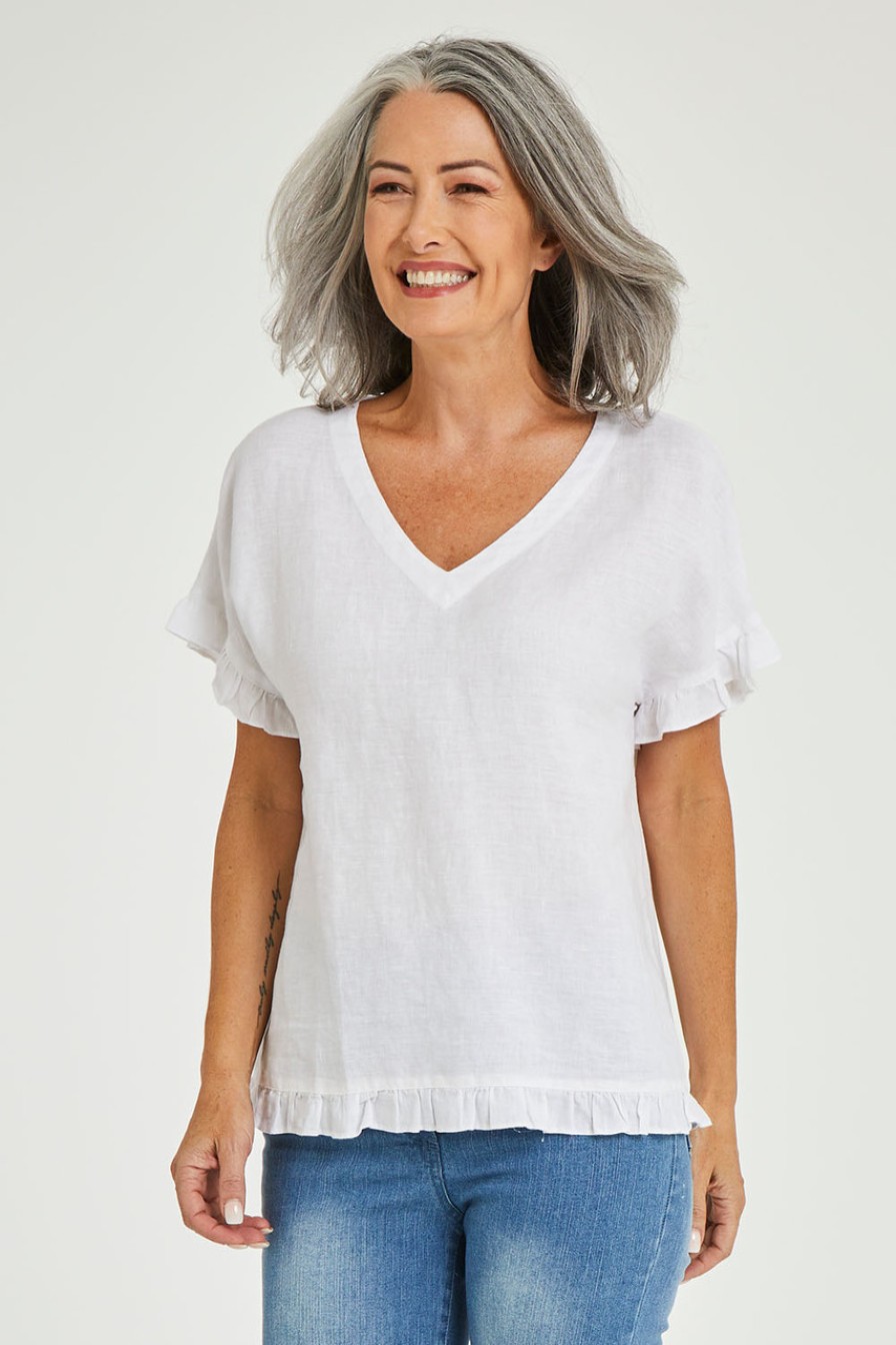 Tops Gordon Smith | Alex Ruffle Linen Top