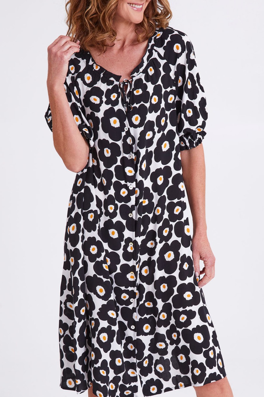 Dresses Clarity By Threadz | Poppy Print Dress Blkwhite