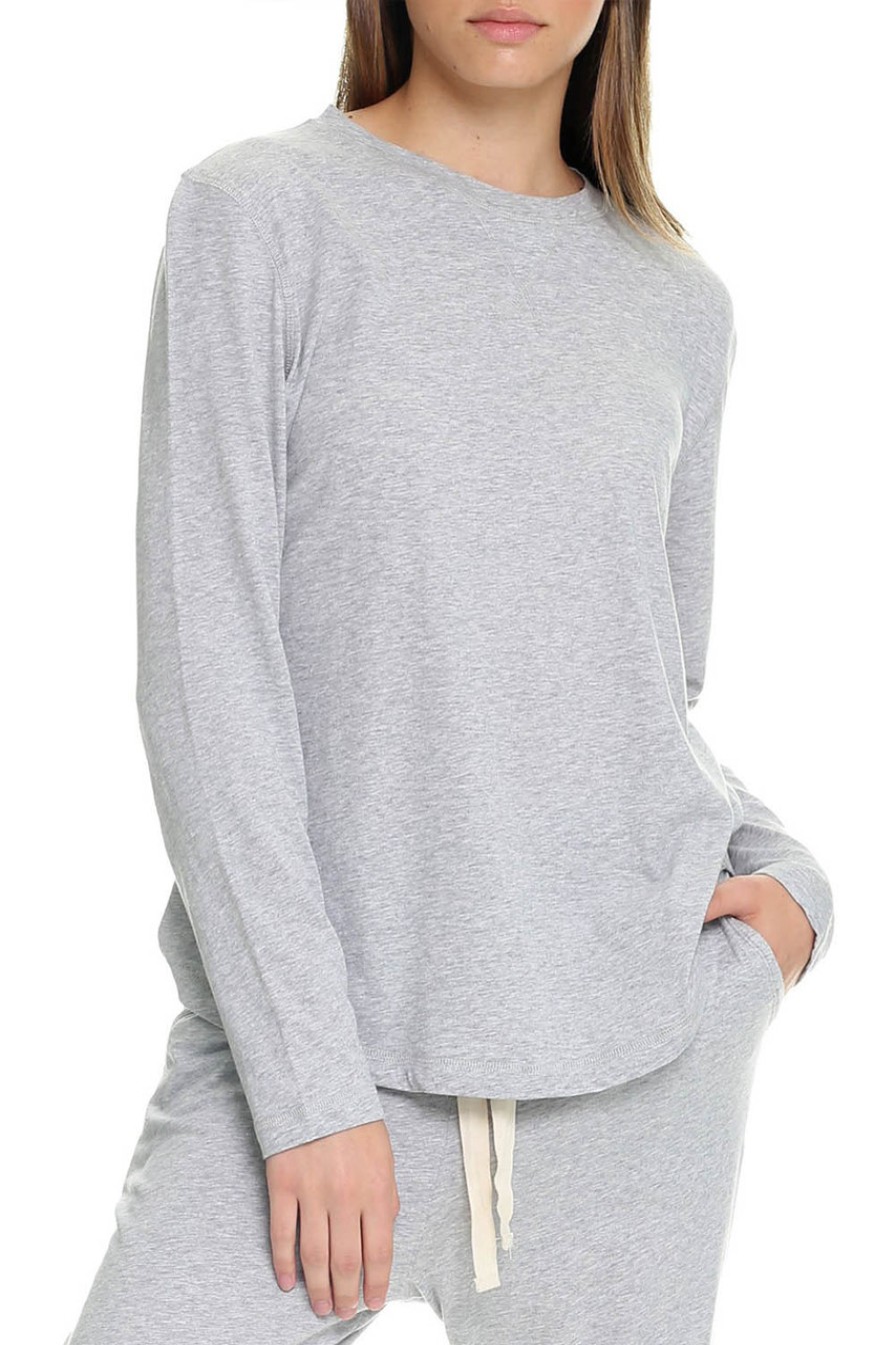 Lingerie & Sleepwear Papinelle | Organic Cotton Knit Long Sleeve Tee Grey