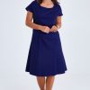Dresses Belle bird | Belle A Line Cotton Sateen Dress Sapphire