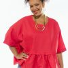 Tops Belle bird | Belle Layered Cotton Linen Kaftan Top Lipstick