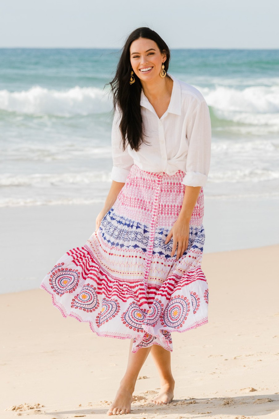 Skirts Sea Bird | Pambula Beach Cotton Maxi Skirt Multi